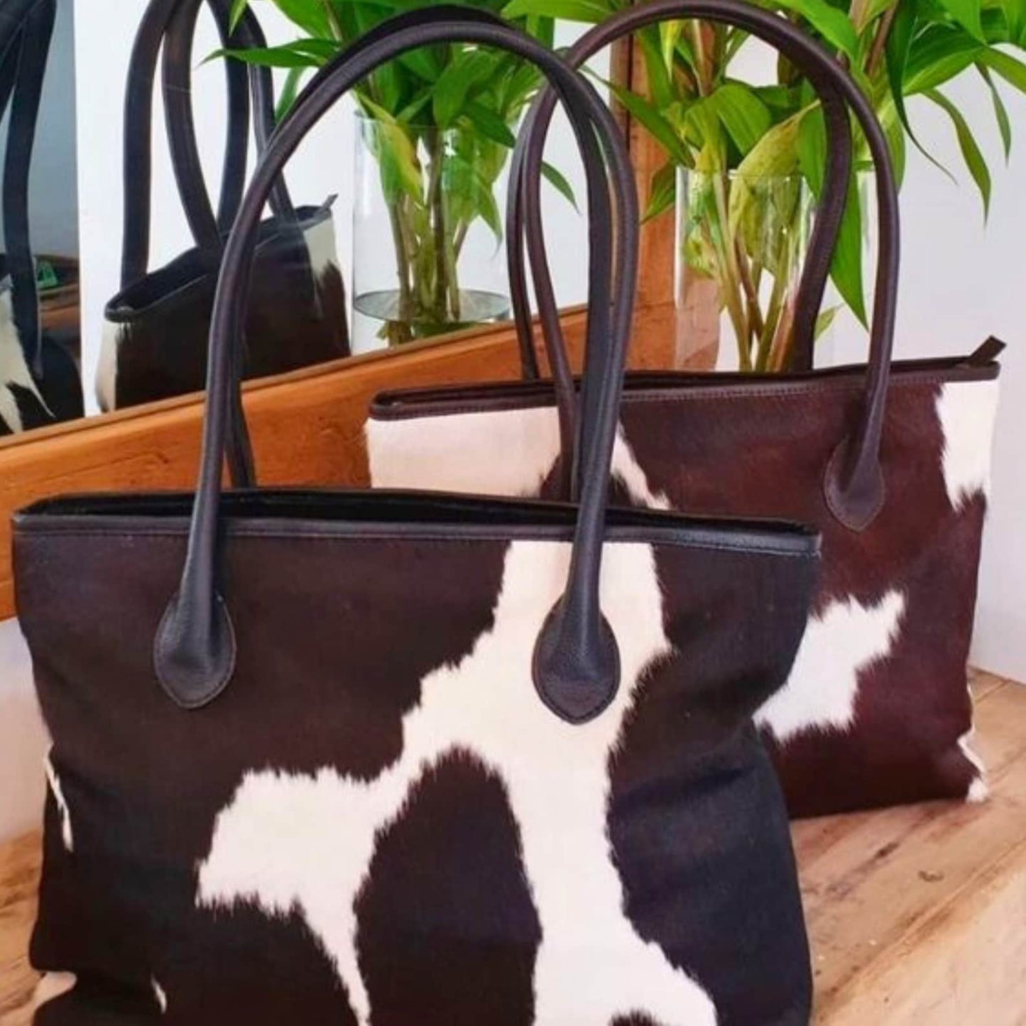 Dark Brown Real Cowhide Tote Bag