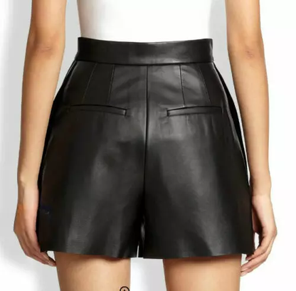 Girls Leather High Waist Shorts