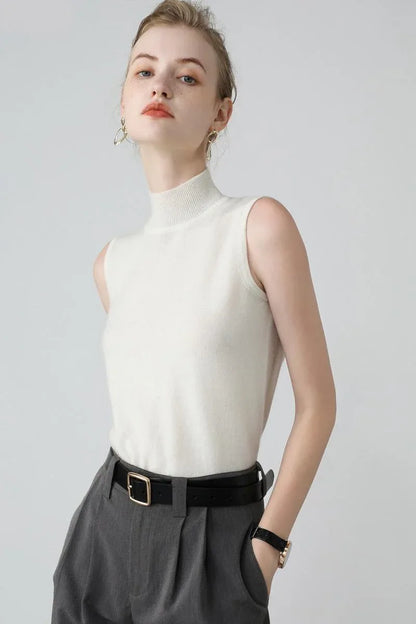Women's Real Cashmere Sleeveless High-Neck Vest 3 S