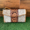 Hand tooled leather cowhide crossbody purse