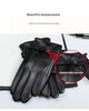 Men's leather gloves with windproof fleece lining