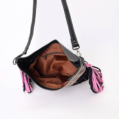 Pink Metallic Cowhide Tooled Leather Purse