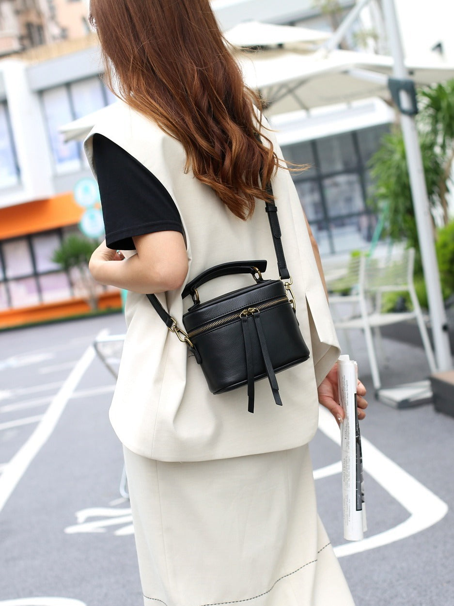 Genuine Leather Women’s Box Bag Crossbody Messenger