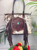 Cowhide Tooled Leather Handbag Fringe