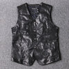 Men’s Black Sheepskin Leather V Neck Vest