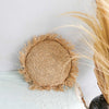 Raffia seagrass round fringed pillow cover