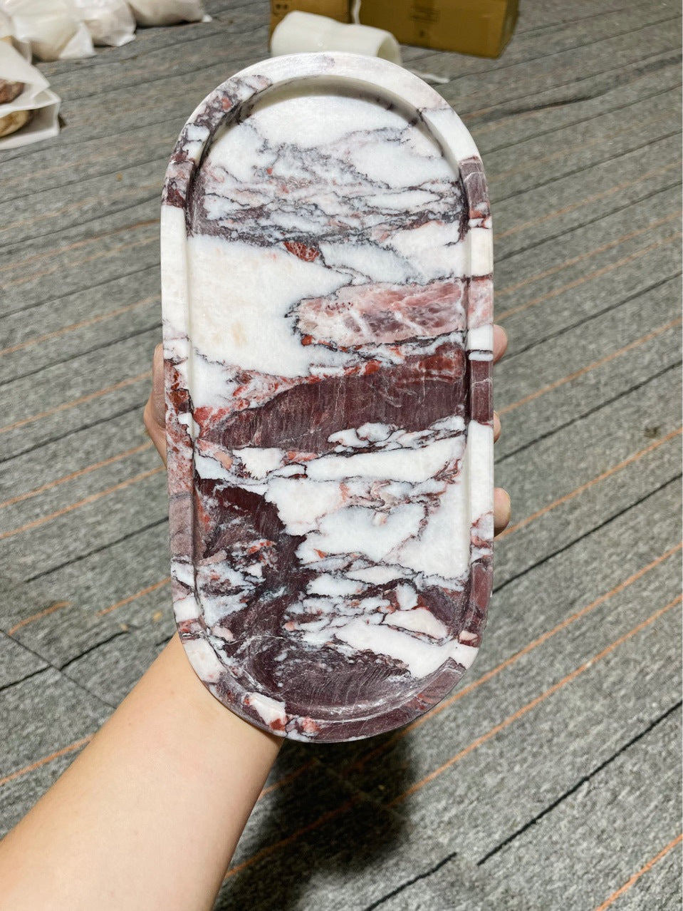 Natural Marble Oval Tray Vanity Organizer & Decorative