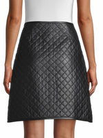 Handmade women quilted genuine leather skirt