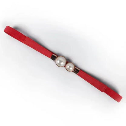 Pearl buckle thin waist belt for women 2