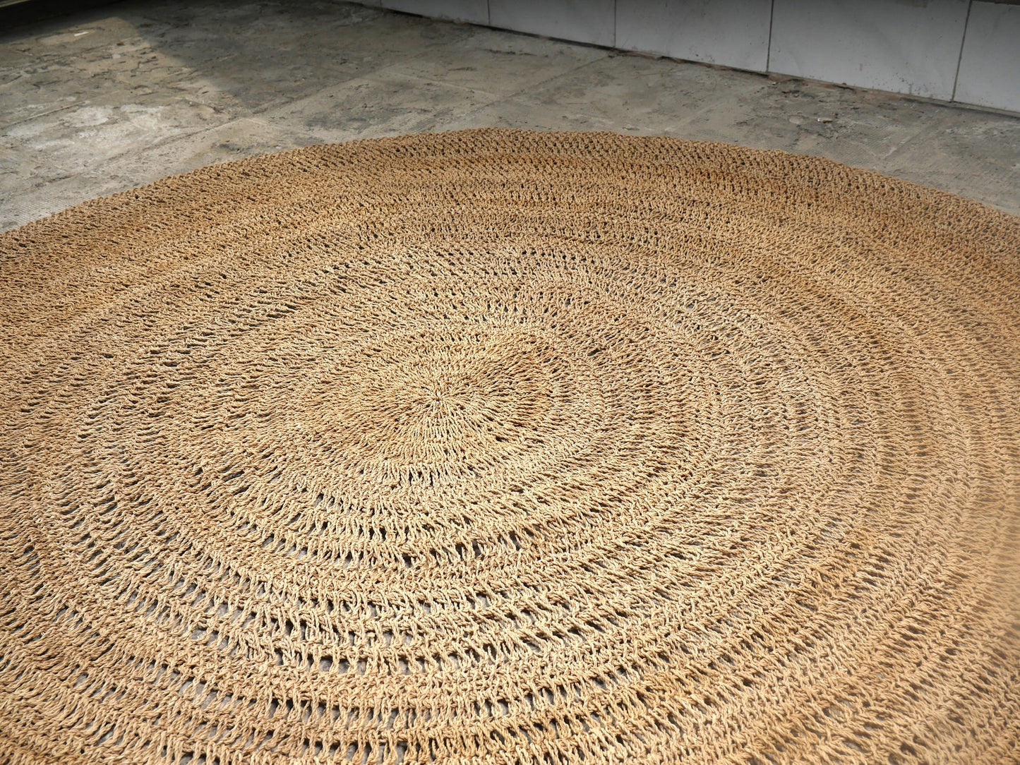 Natural Hand knitted Round Agel String Rug