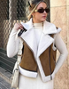 Double sided faux shearling biker vest women
