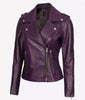 Women's Genuine Purple Leather Biker Jacket