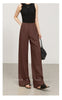 High waist women linen pants with wide leg