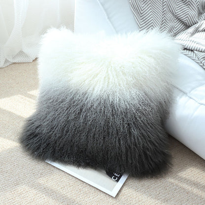 Genuine Sheepskin Pillow Cover with Curly Wool for Sofa Decor