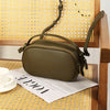 Women Leather Crossbody Bag With Double Zipper Compartments