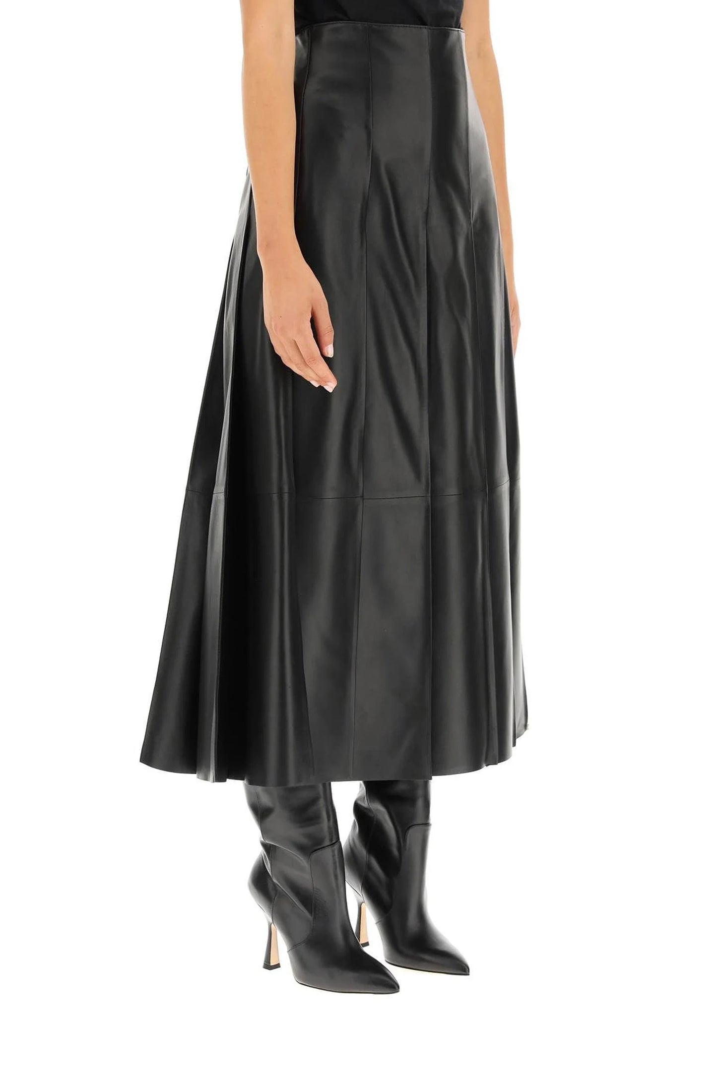 Genuine leather long skirt women