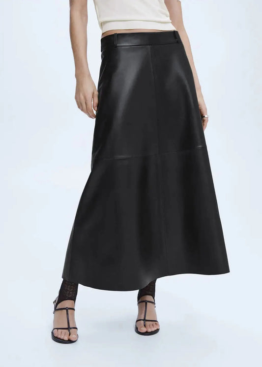 maxi real leather cocktail skirt