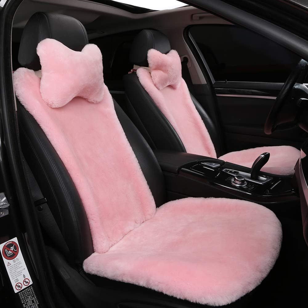 Genuine Sheepskin Car Seat Cover with Detachable Backrest and Headrest