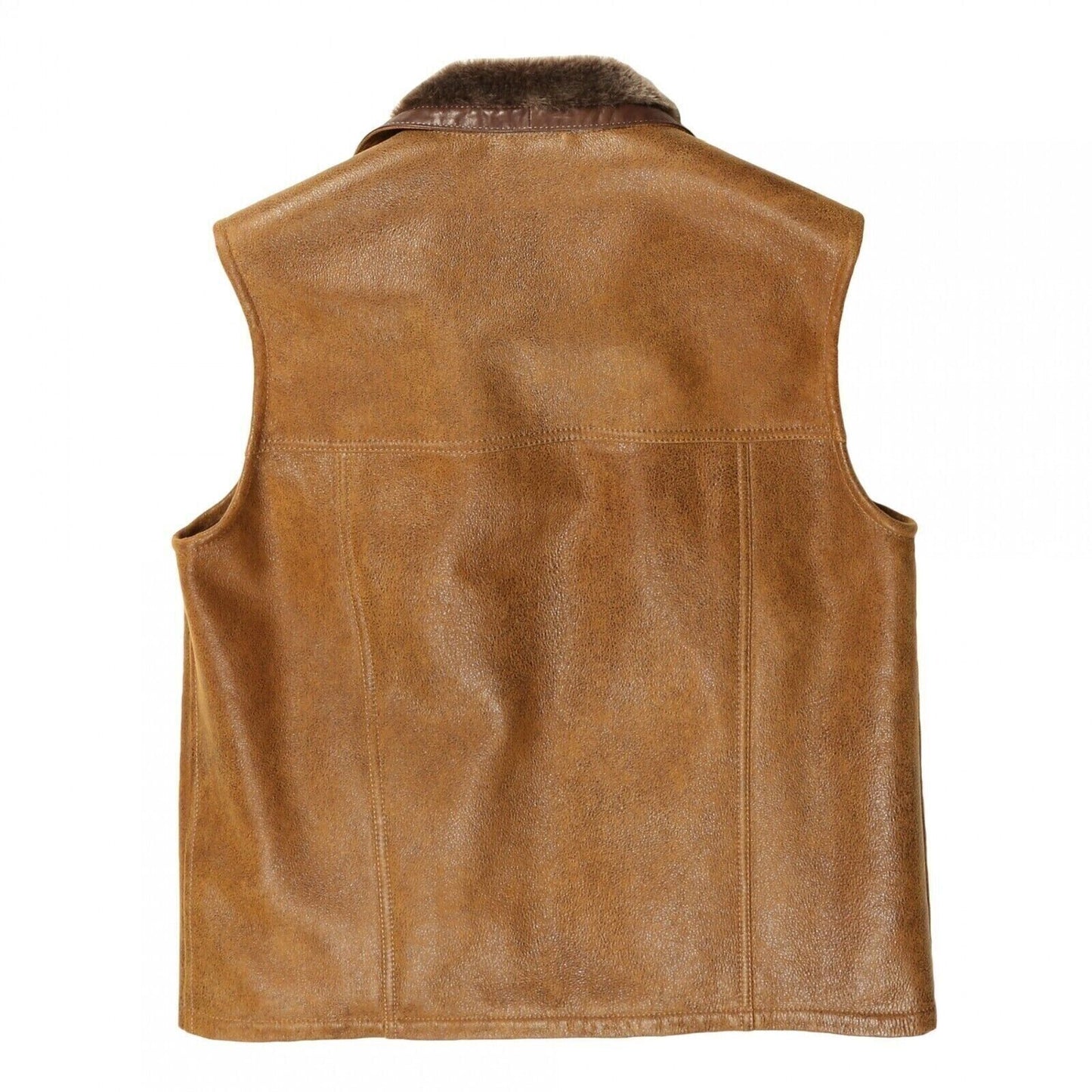 Brown Shearling Leather Vest Men's