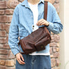 Leather Men Messenger Bags Cylindrical Style