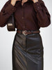 Women Midi Genuine Leather Skirt