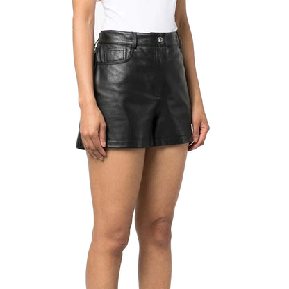 Real Leather High Waist Shorts