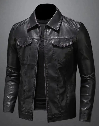 slim fit leather biker jacket