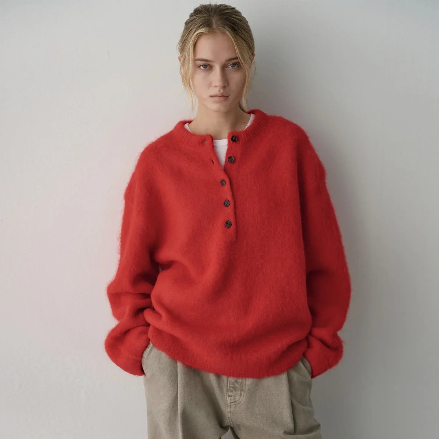 Facade pattern alpaca wool sweater women 3 S