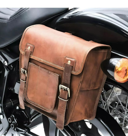 real leather motorcycle saddle bag