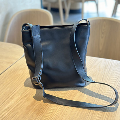 Soft Leather Shoulder Crossbody Bucket Bag