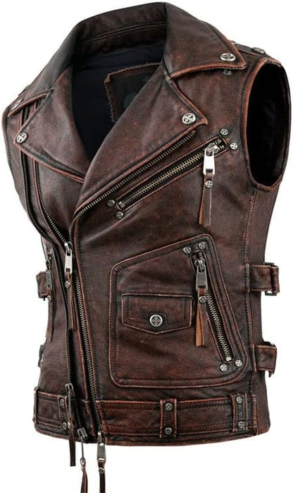 Men's Motorcycle Leather Vest