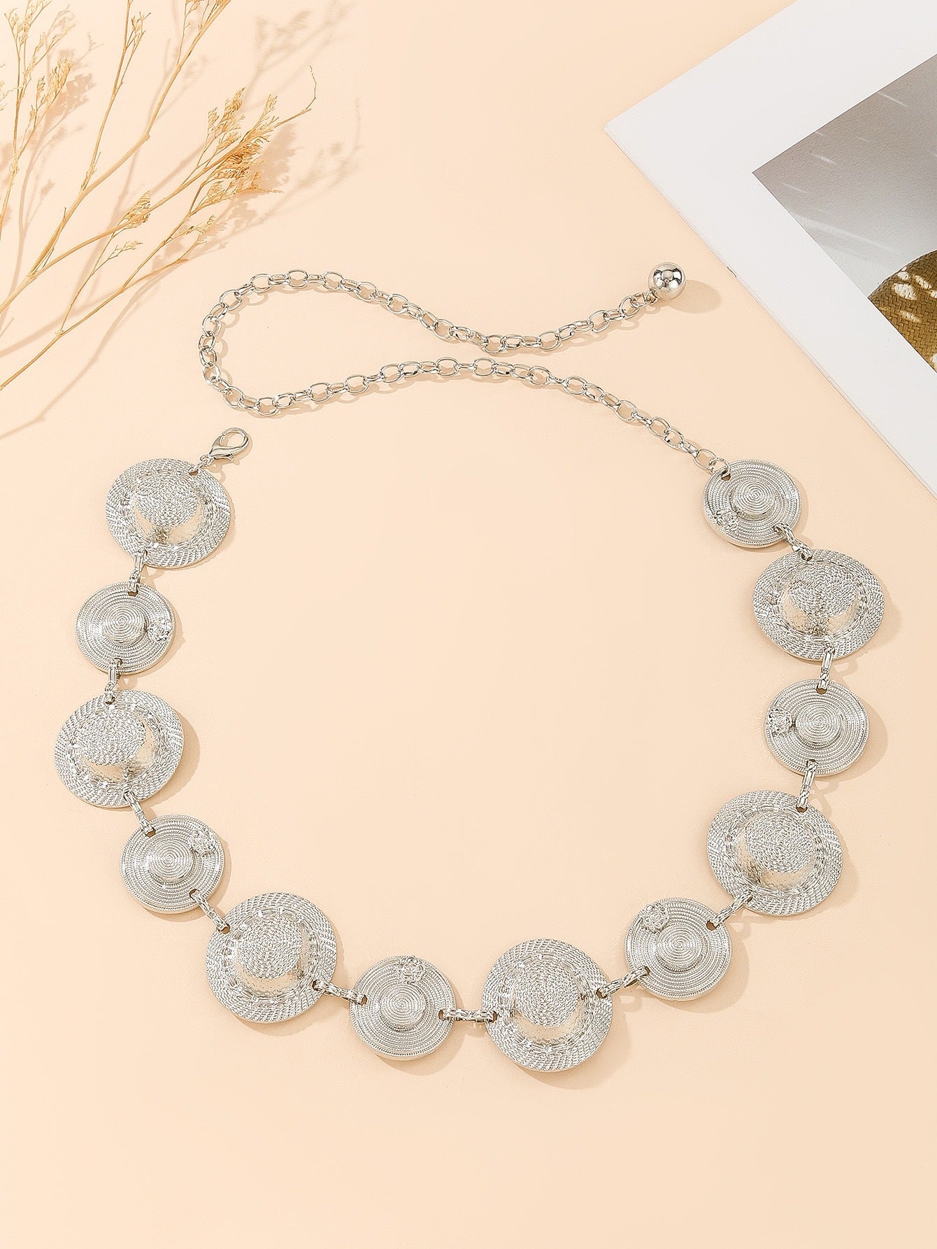 Women’s Silver Tone Geometric Stone Waist Chain