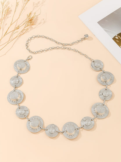 Women’s Silver Tone Geometric Stone Waist Chain