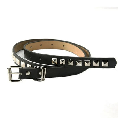 Women faux leather belt with metal studs