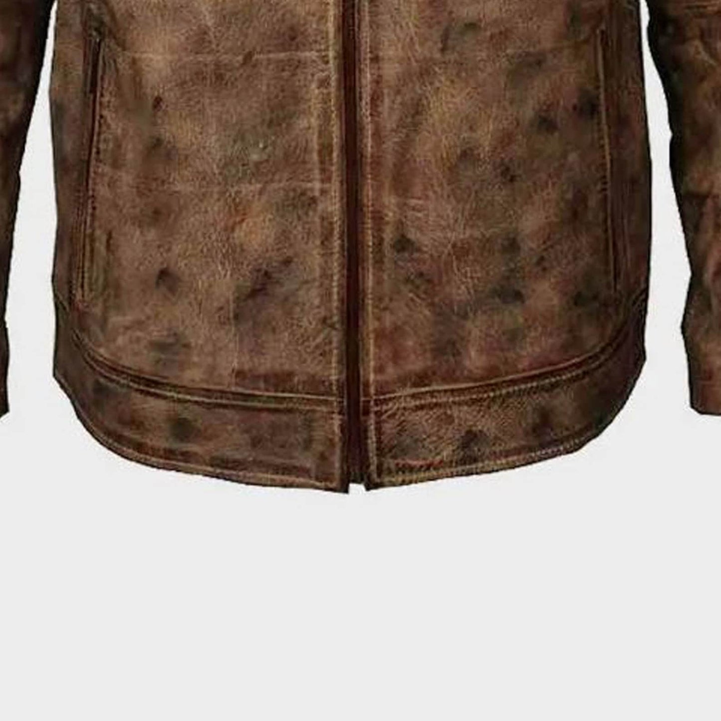 Brown Distressed Racer Leather Jacket