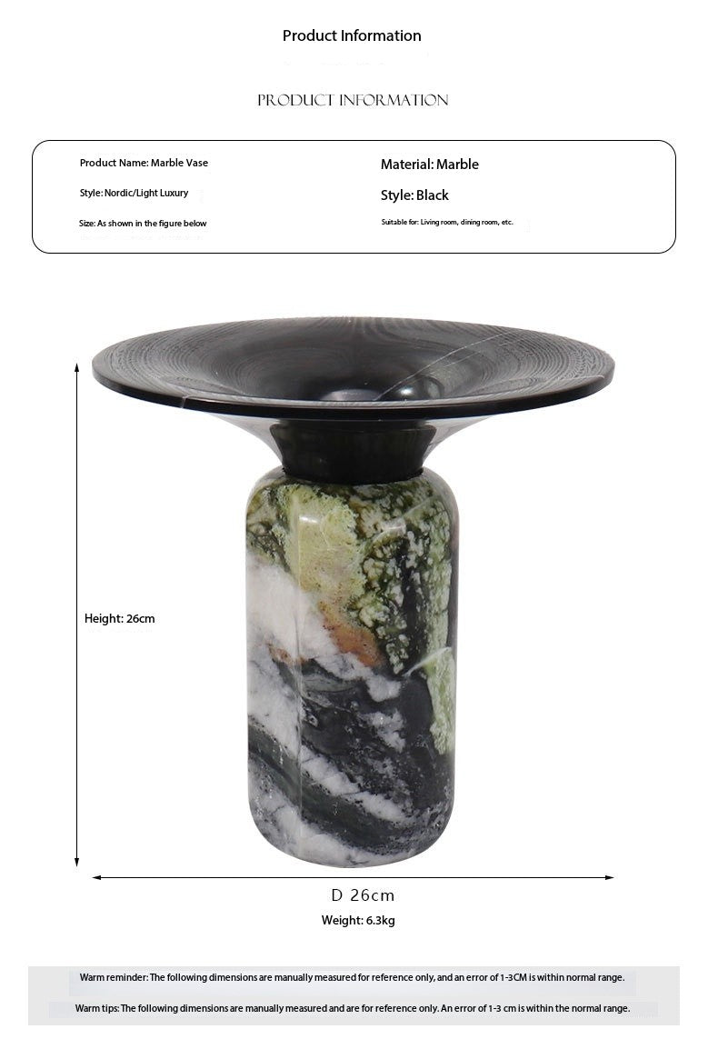 Natural Marble Round Flower Vase Modern Hotel & Home Table Decoration