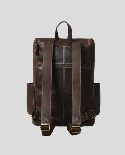 Vintage Leather Office Backpack Retro Style