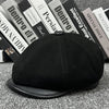 Sheepskin Leather Newsboy Cap British Gatsby Hat
