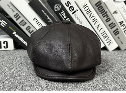 Leather newsboy cap for men vintage baker boy hat 4 M