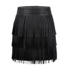 Women Real Leather Fringe Skirt