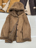 Women Shearling Fur Suede Hooded Coat