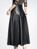 leather flared long skirt