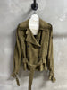 Women Suede Genuine Leather Trench Coat Jacket with Belt