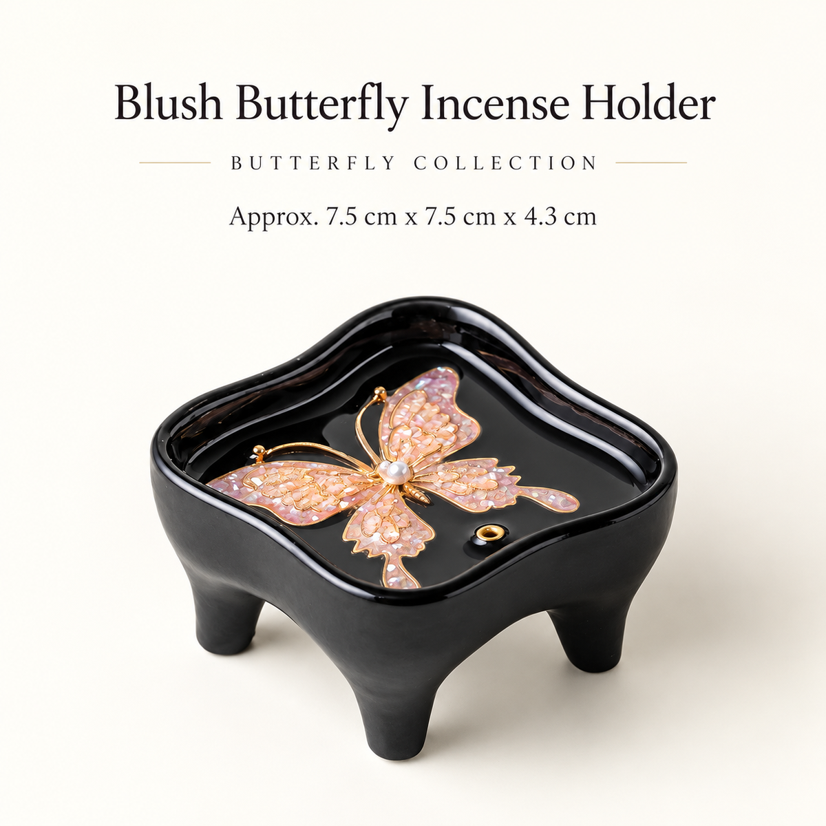 Stick Incense Holder with Butterfly Design and Decorative Tray