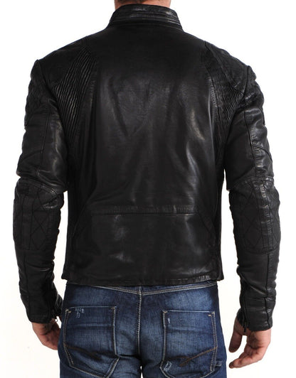 Black Biker Genuine Leather Jacket Soft