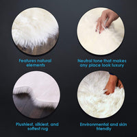 Large SheepSkin Rug Made From Four Pelt 4ft x 5.5ft Natural White Ivory
