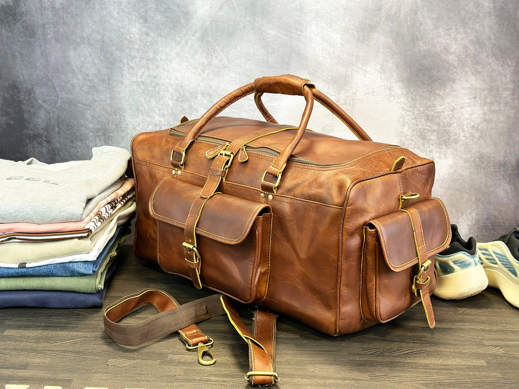 Genuine duffle bag leather mens