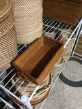 Rectangular Boho Rattan Storage Basket