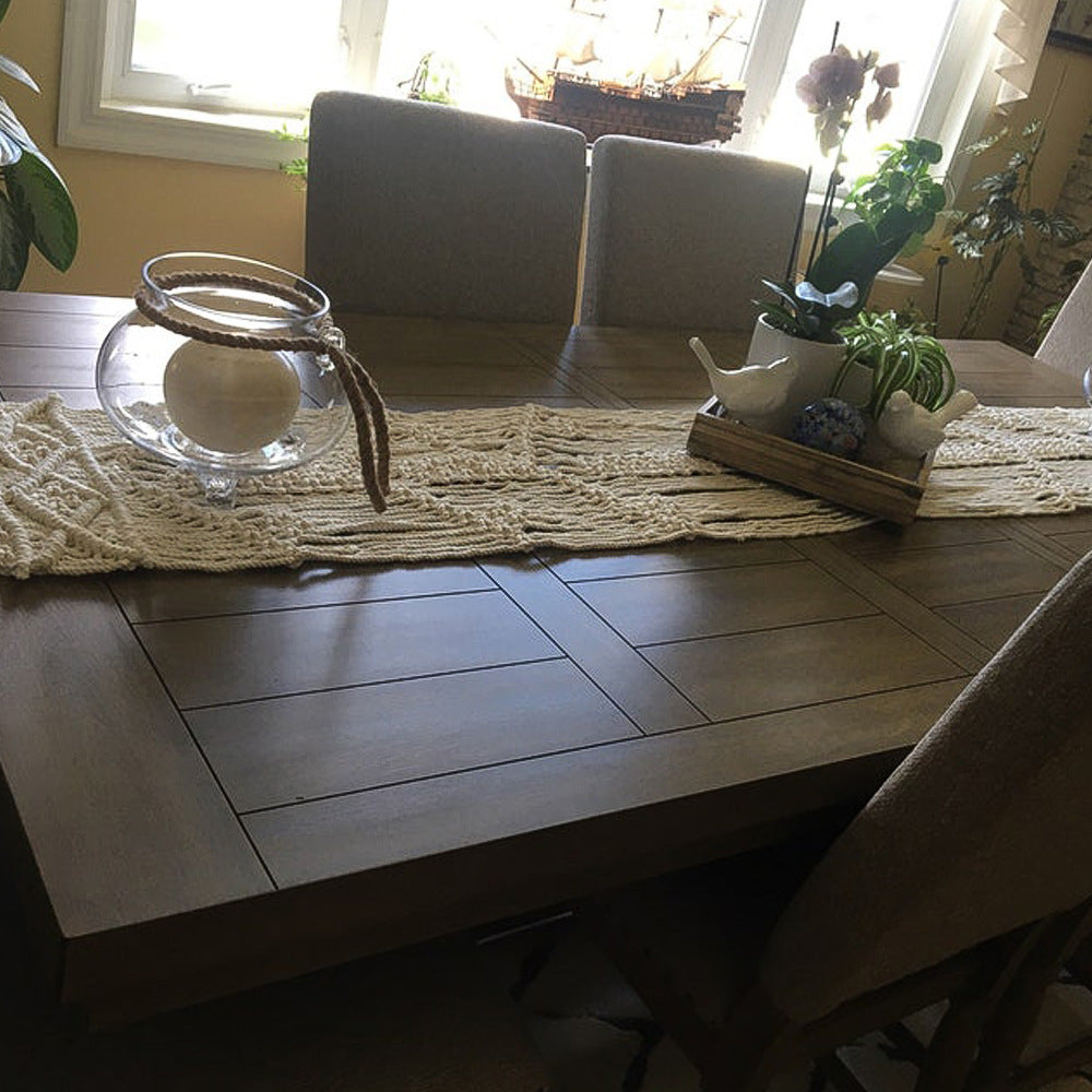 Boho Macrame Table Runner with Tassels Handwoven Cotton Rope