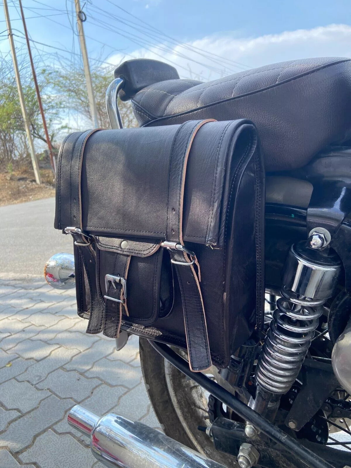 Leather Roll Motorcycle Saddle Bag